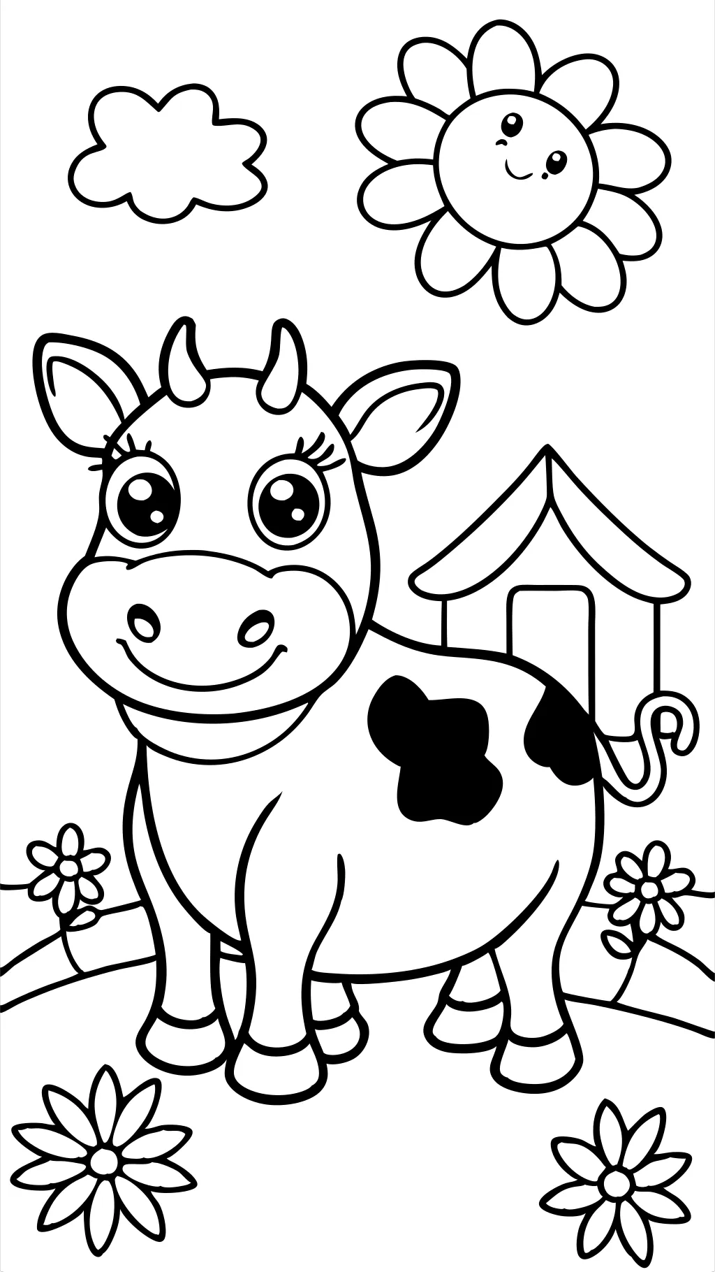 Page de livre de coloriage de vache